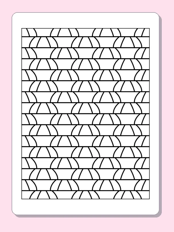 Black and white printable overlapping arch stripe pattern coloring sheet