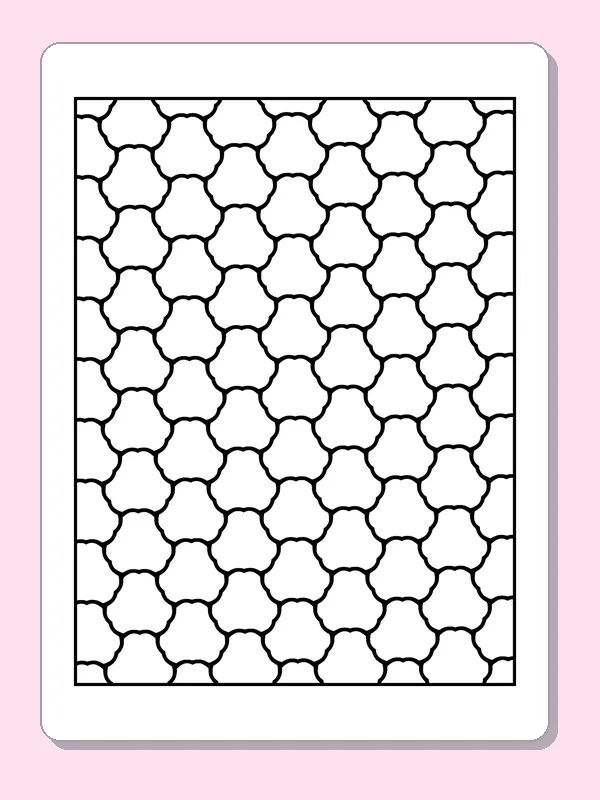 Black and white printable rounded clover grid pattern coloring sheet