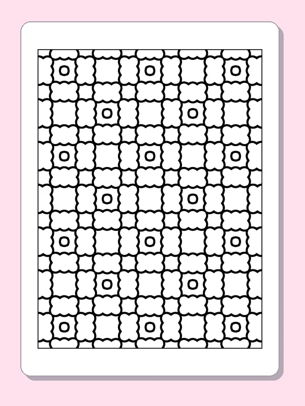Black and white printable rounded square tile pattern coloring sheet