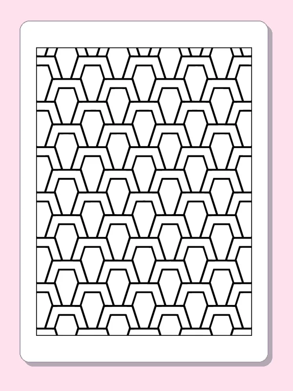 Black and white printable vertical hexagon column pattern coloring sheet