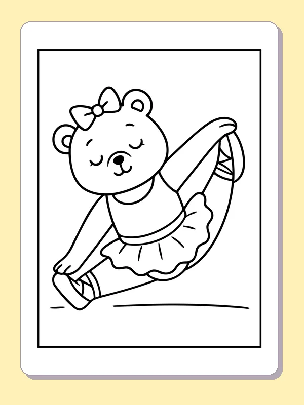 Bear Dancer Stretching a Leg coloring page preview