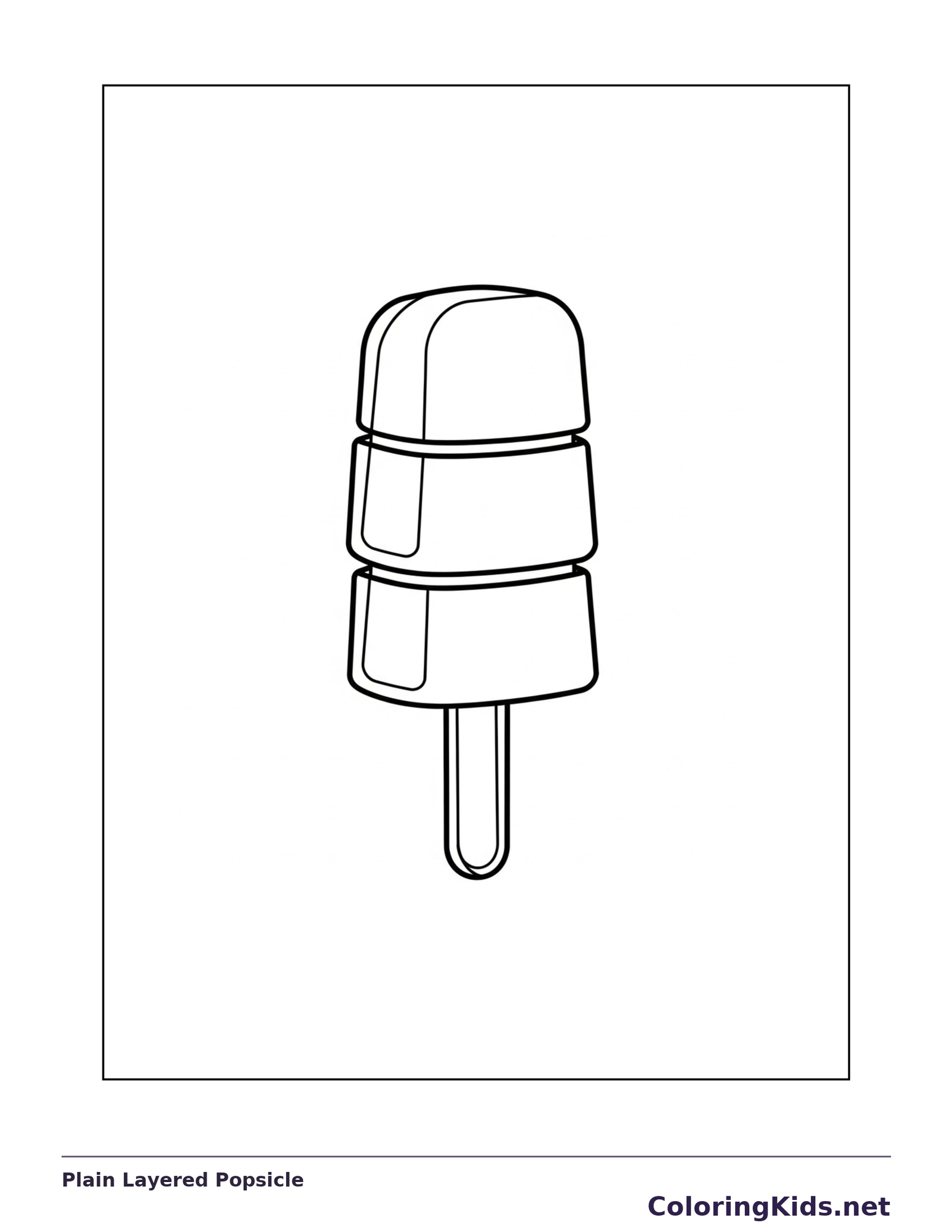 Black and white printable plain layered popsicle coloring sheet