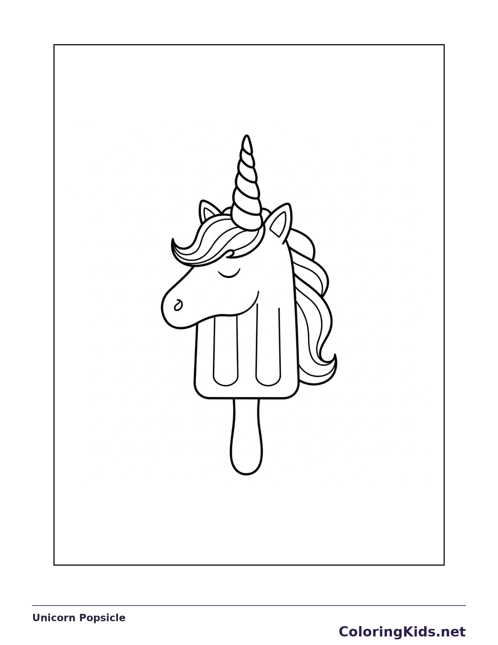 Black and white printable unicorn popsicle coloring sheet