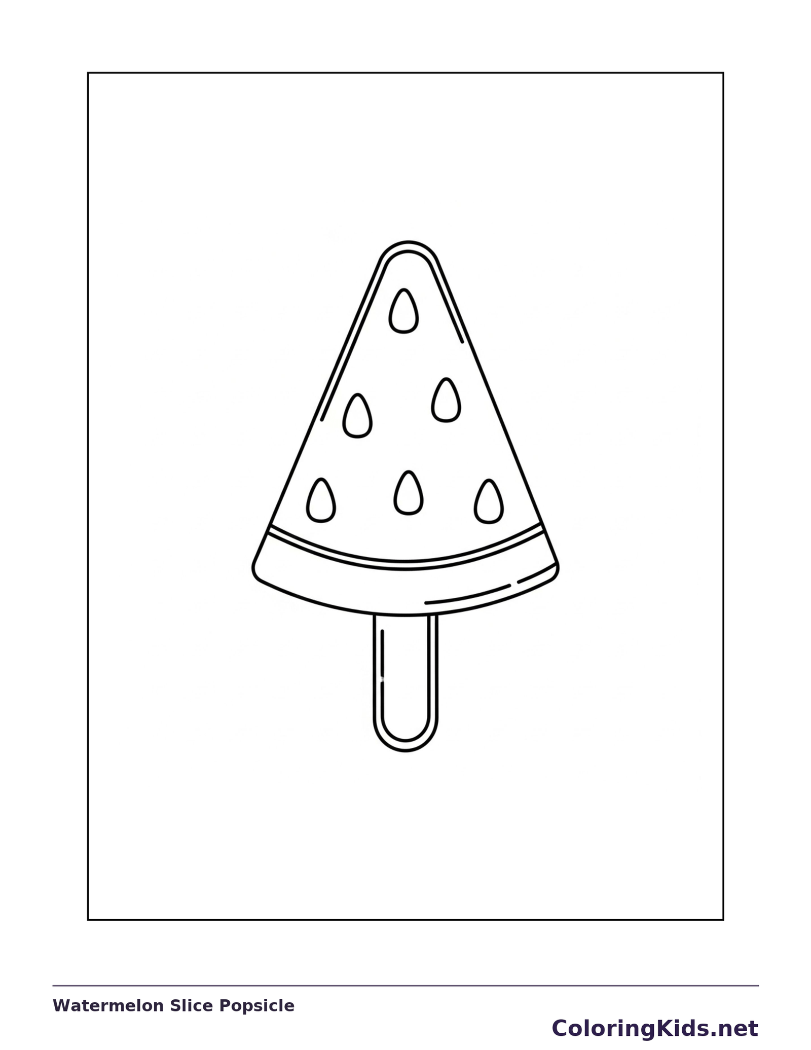Black and white printable watermelon slice popsicle coloring sheet