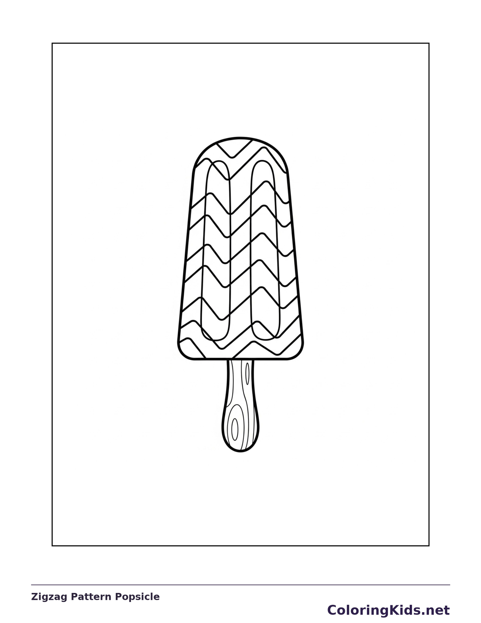 Black and white printable zigzag pattern popsicle coloring sheet