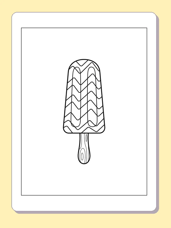 Black and white printable zigzag pattern popsicle coloring sheet