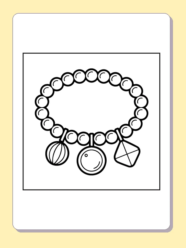 Beaded bracelet with three dangling round and angular charms