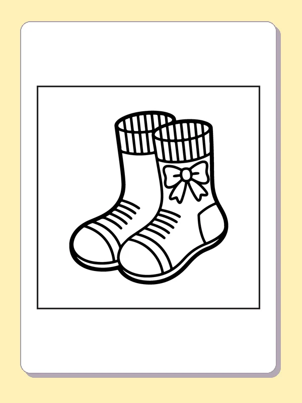 Pair of ribbed socks with striped toes and one ankle bow