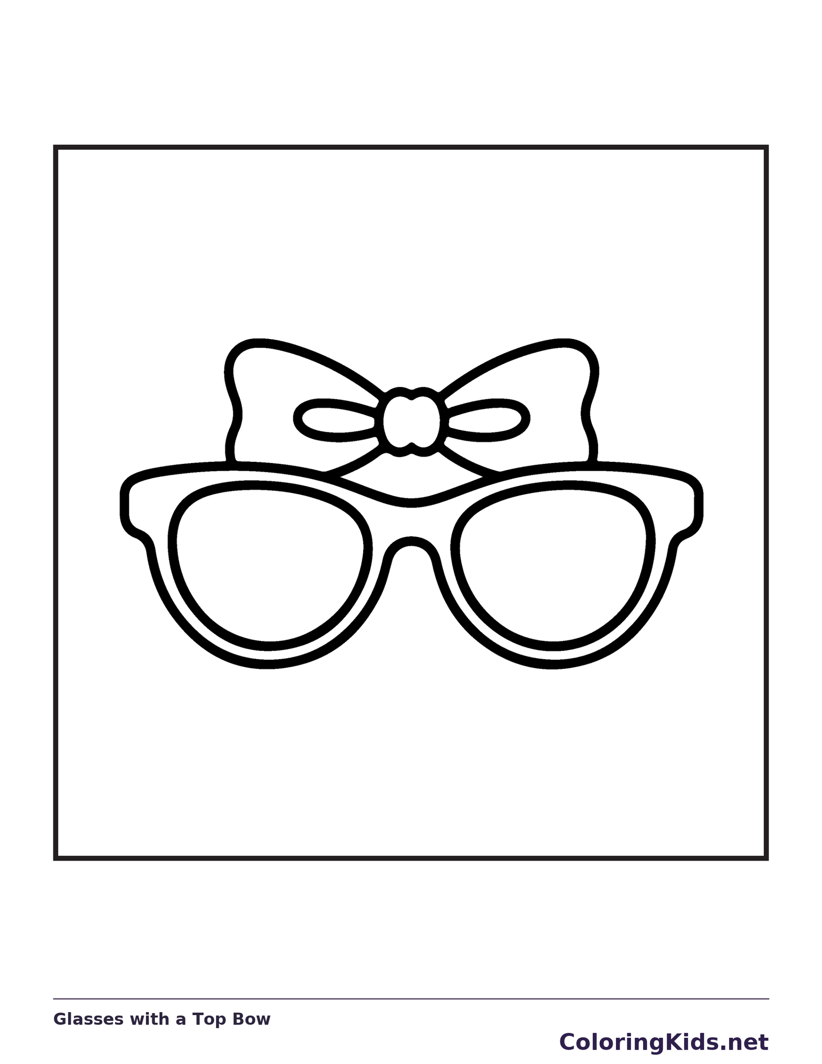 Pair of glasses with one large bow above the frames