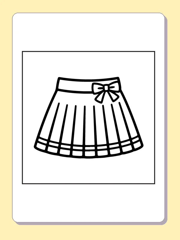 Pleated skirt with a side bow and narrow striped hem