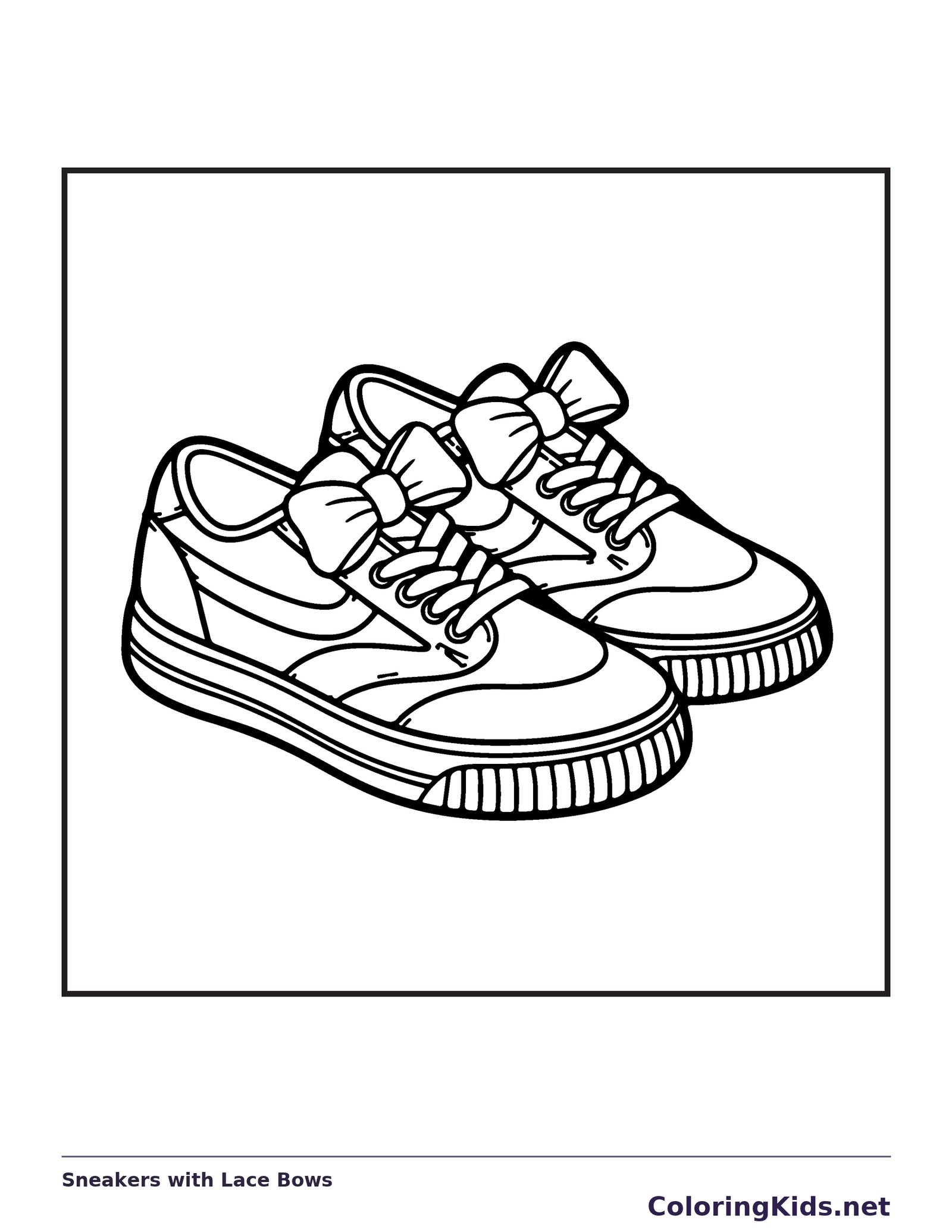 Pair of sneakers with lace bows, eyelets and textured soles