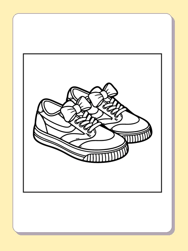 Pair of sneakers with lace bows, eyelets and textured soles