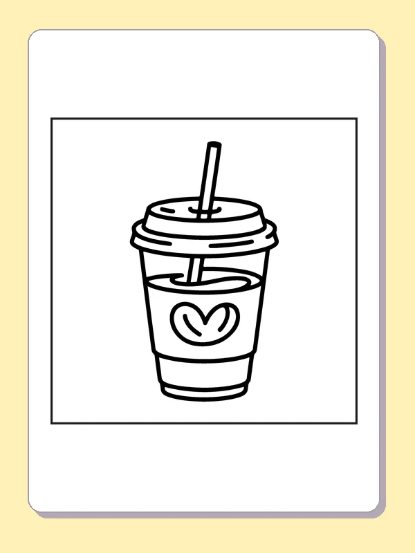 Takeout drink cup with a straw and heart on its sleeve