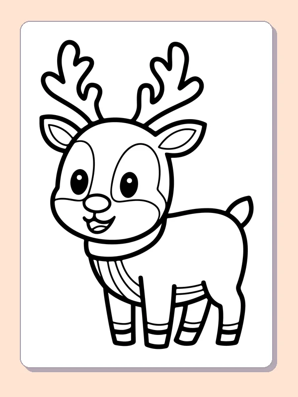 Simple Reindeer Standing reindeer coloring page in black and white line art