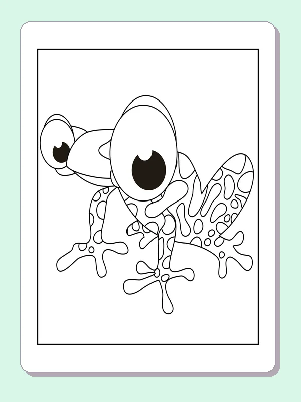 Black and white printable gecko with splayed toes coloring sheet