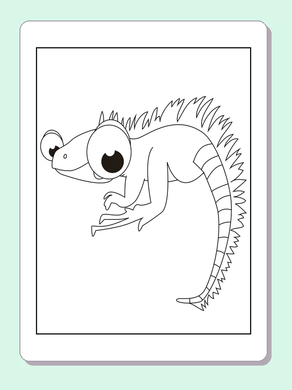 Black and white printable iguana showing its side profile coloring sheet