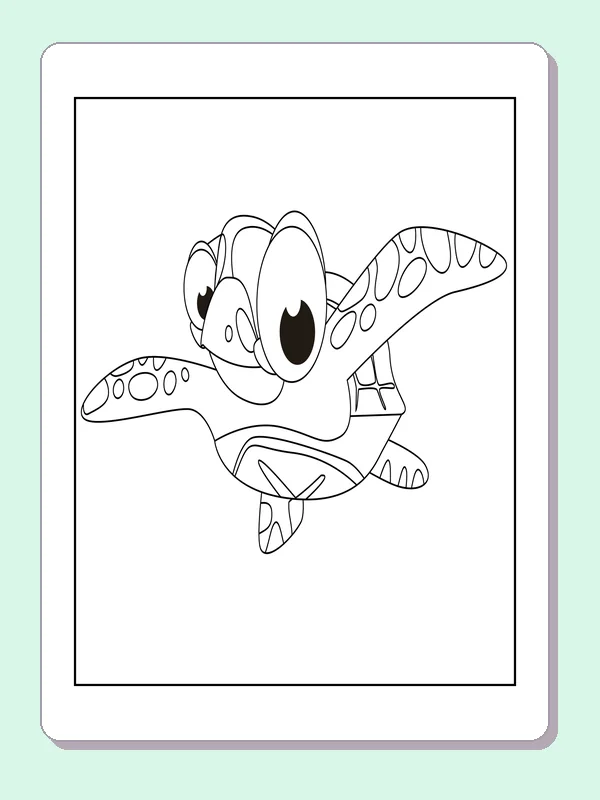 Black and white printable sea turtle with wide flippers coloring sheet