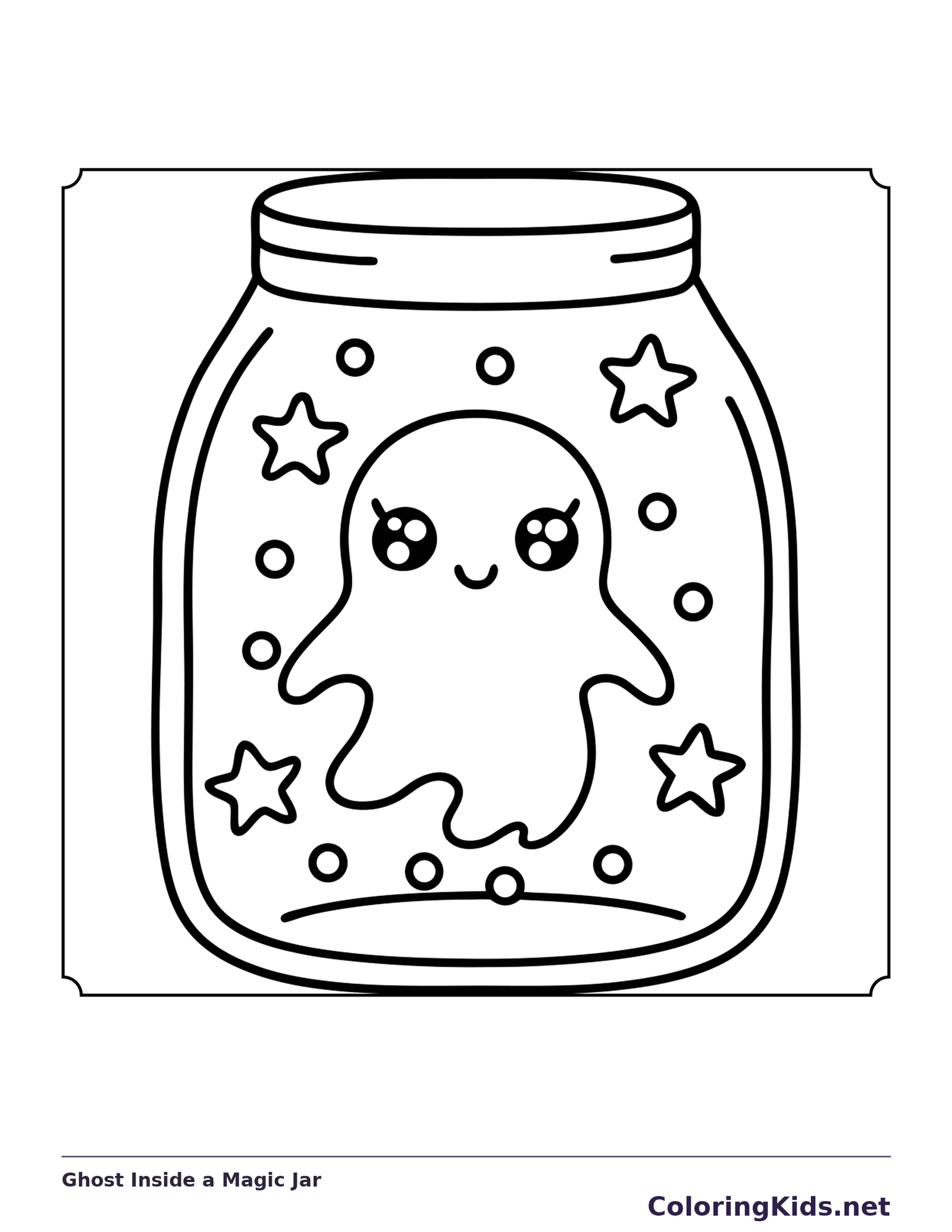 Ghost Inside a Magic Jar coloring page, black and white printable line art