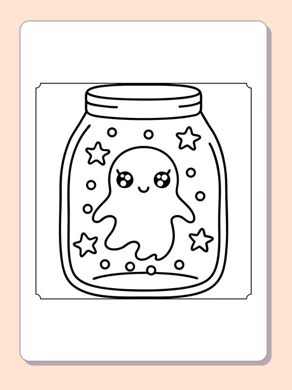 Ghost Inside a Magic Jar coloring page, black and white printable line art