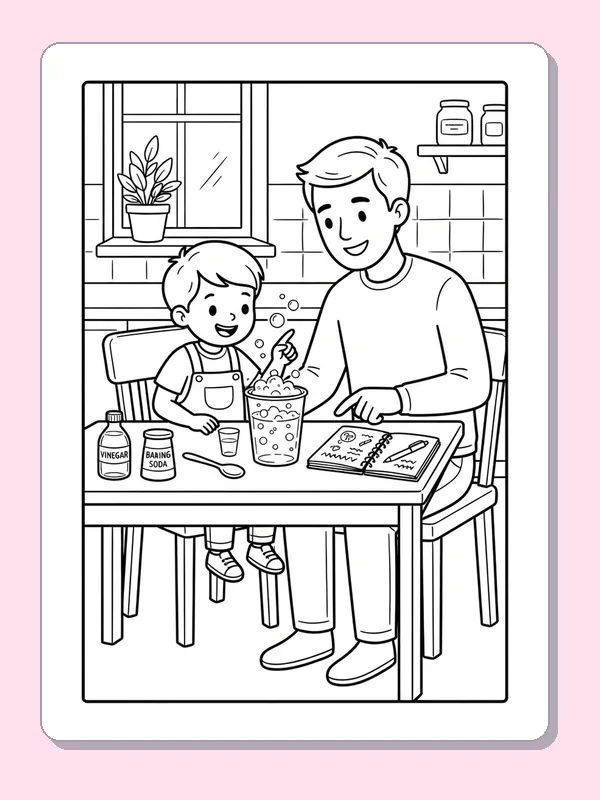 Adult and child working with a jar at a home science table