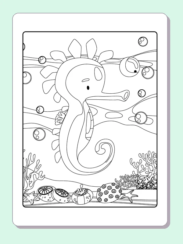 Long-snouted seahorse with head spines and a curled tail