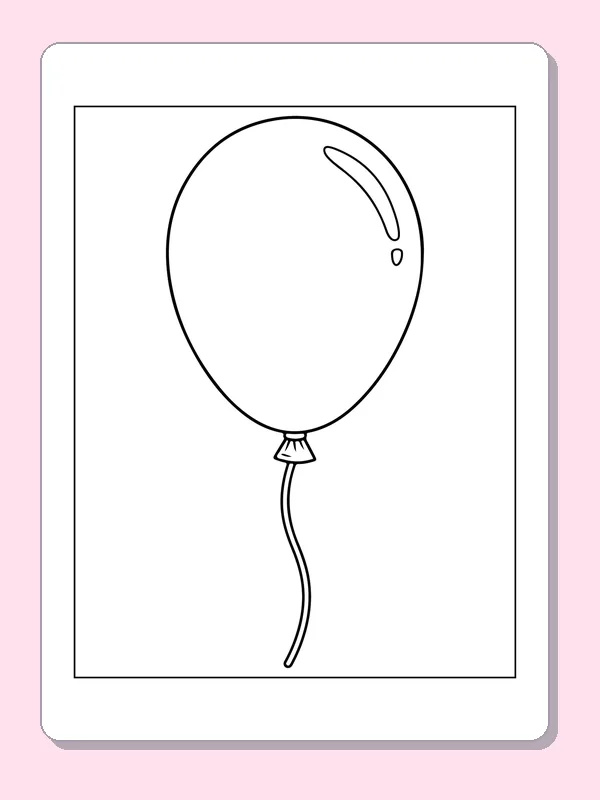 Black and white printable drawing of single Circle Balloon