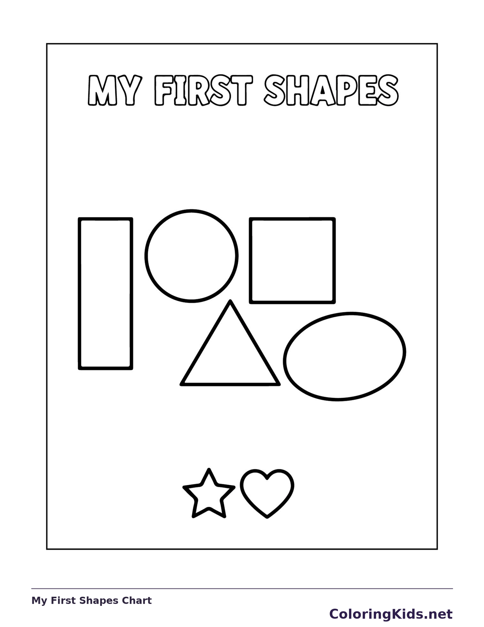 Black and white printable drawing of my First Shapes Chart