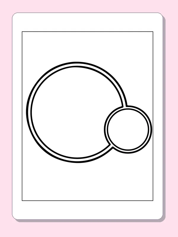Black and white printable drawing of two Overlapping Circles