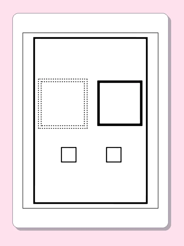 Black and white printable drawing of square Tracing Worksheet