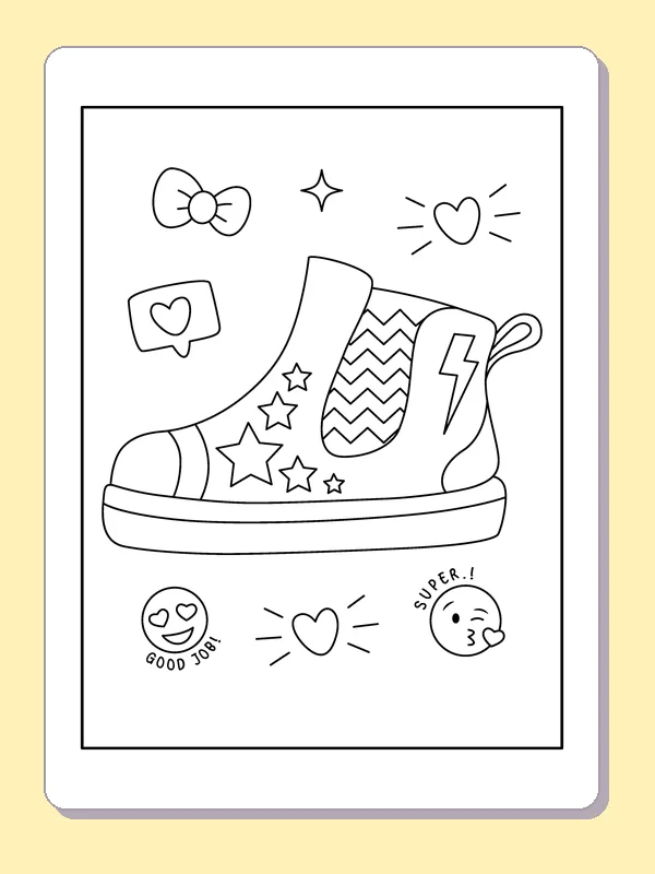 High Top with a Chevron Panel coloring page: black and white line art to print or color online