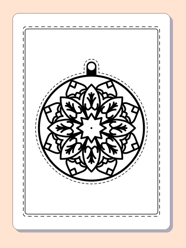 Hanging ornament with six leafy branches circling a star-shaped center