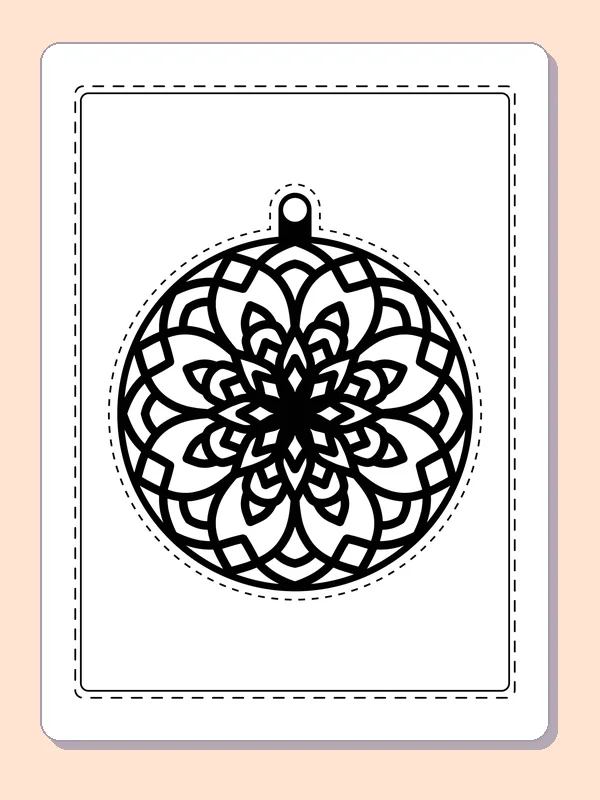 Round ornament with dense concentric rings of pointed snowflake petals