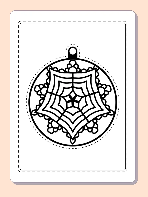 Hanging round ornament with wavy concentric bands and small bead-like dots