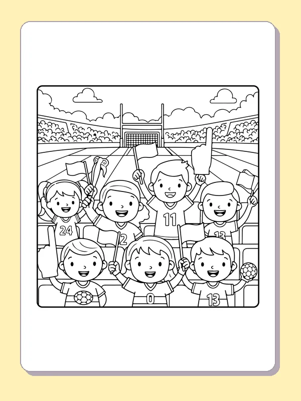 Children cheering at soccer match near goal