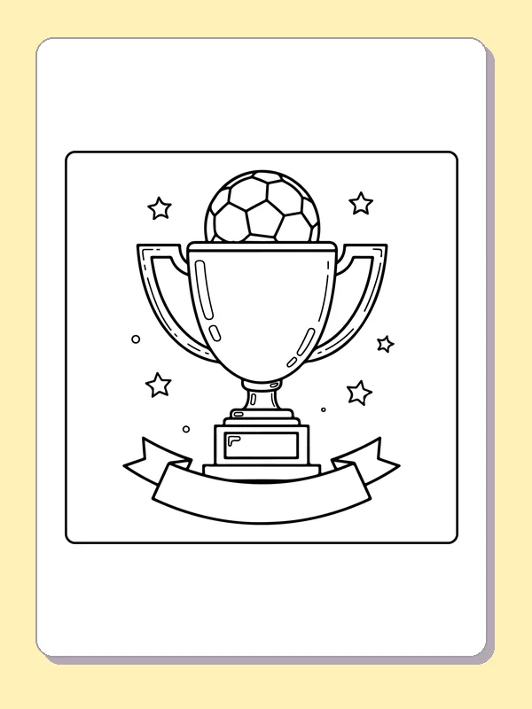 Soccer trophy topped with ball and stars
