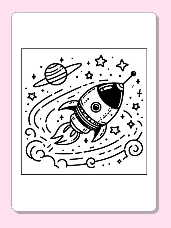 Pointed rocket traveling through starry swirl