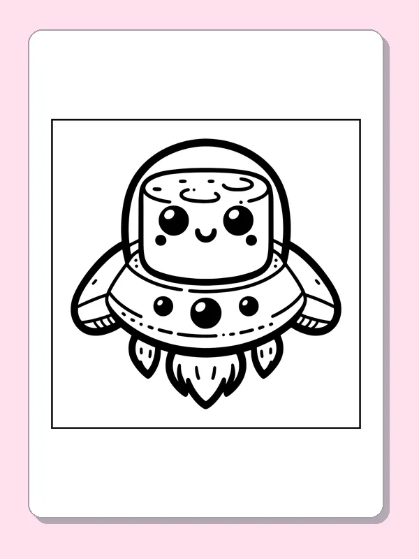 Small smiling capsule with side fins and flame