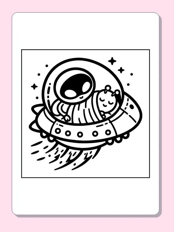 Two friends riding in a round spaceship