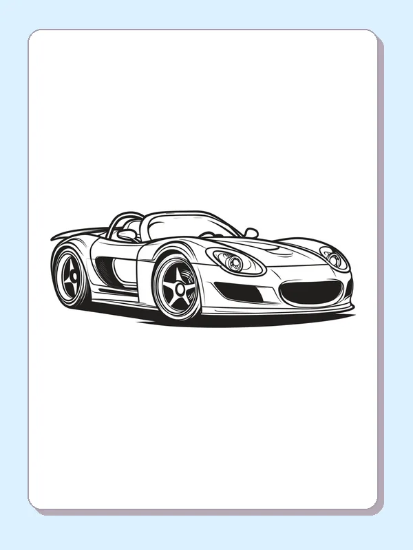 Black and white printable open top roadster coloring sheet