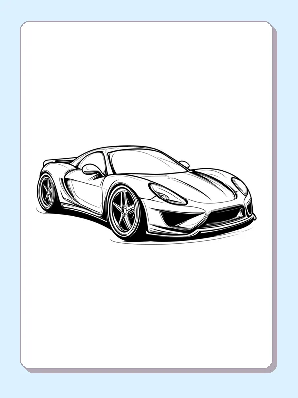 Black and white printable striped road coupe coloring sheet