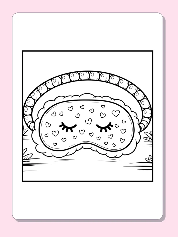 Black and white printable resting sleep mask coloring sheet