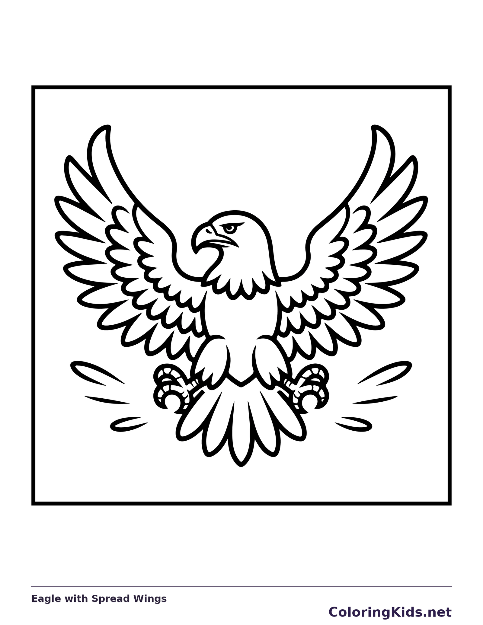 Line drawing of an eagle spreading its wings