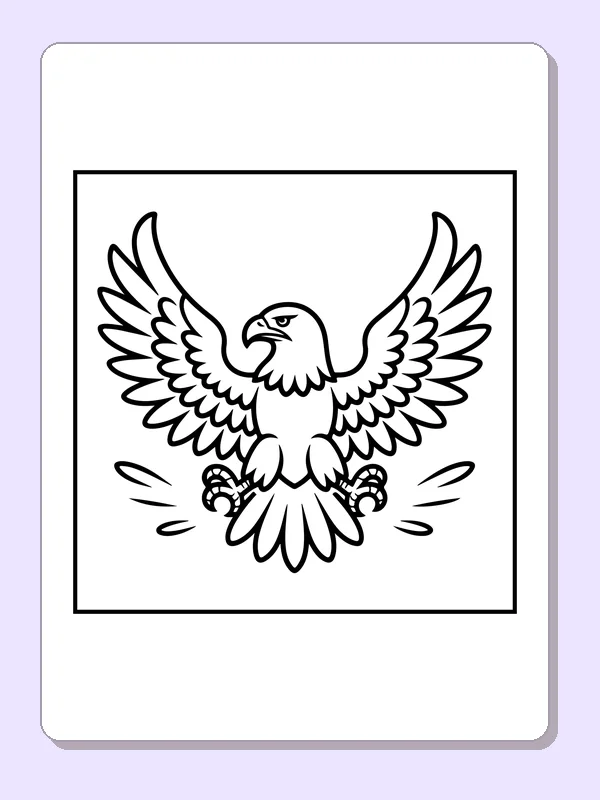 Line drawing of an eagle spreading its wings
