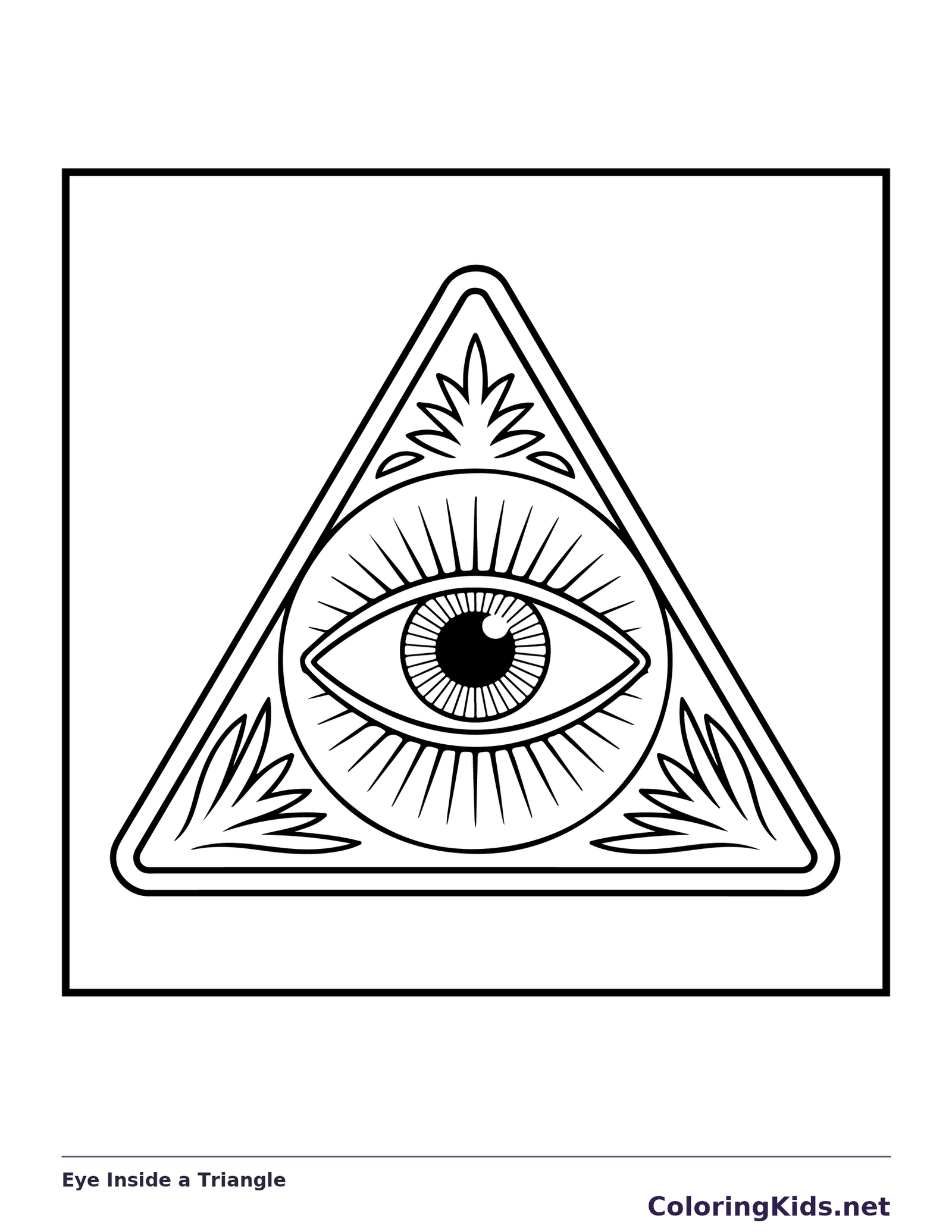 Line drawing of an eye in a radiating triangle