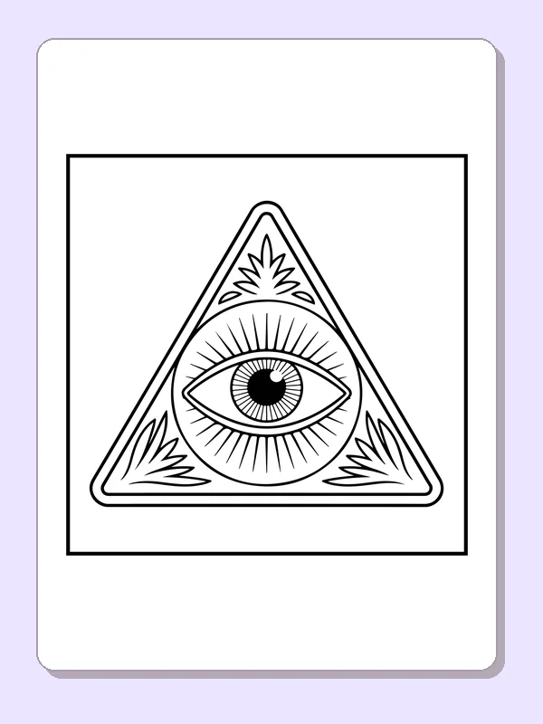 Line drawing of an eye in a radiating triangle