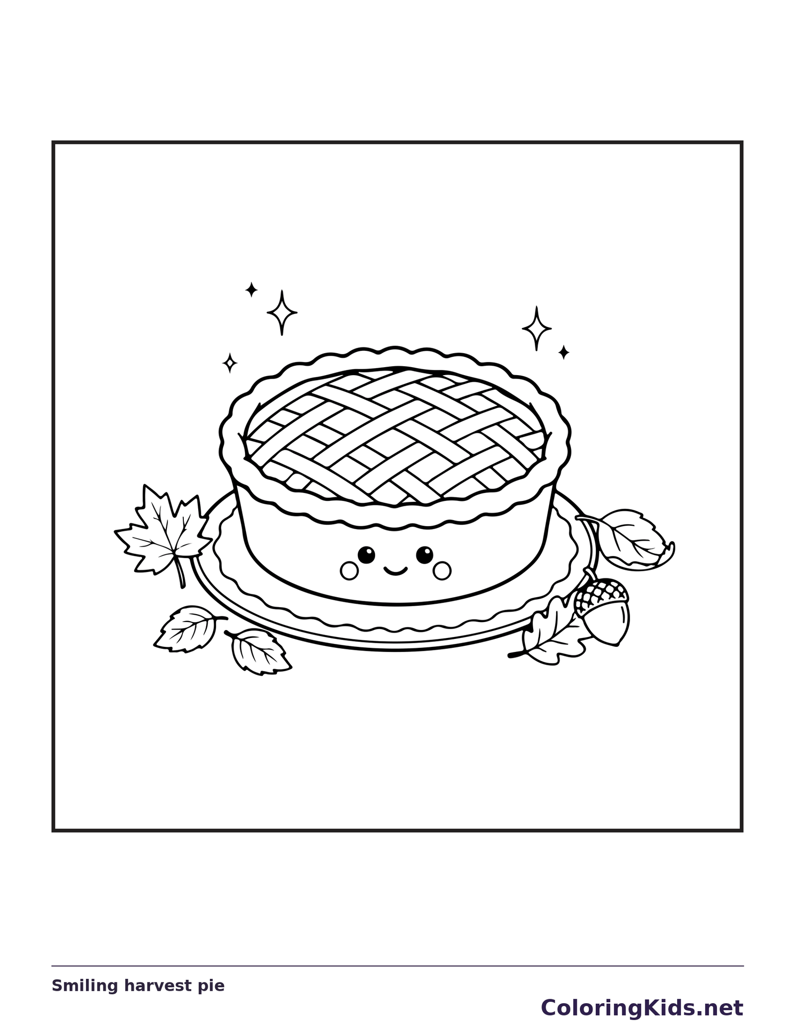 Smiling harvest pie coloring page | ColoringKids.net