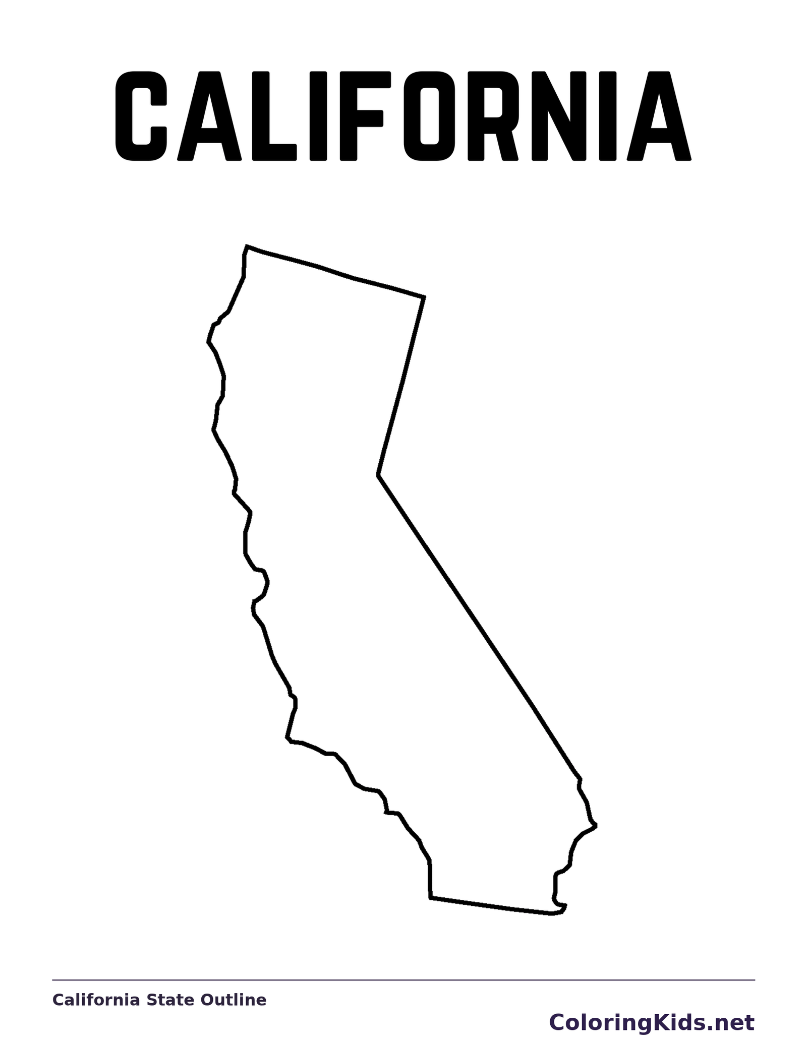 Black-and-white outline of California showing a long Pacific edge and a slanting inland border