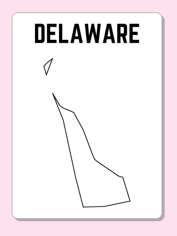 Black-and-white outline of Delaware showing a narrow strip with a curved upper edge