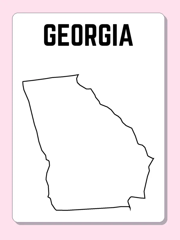 Black-and-white outline of Georgia showing a broad northern edge and a short Atlantic coast
