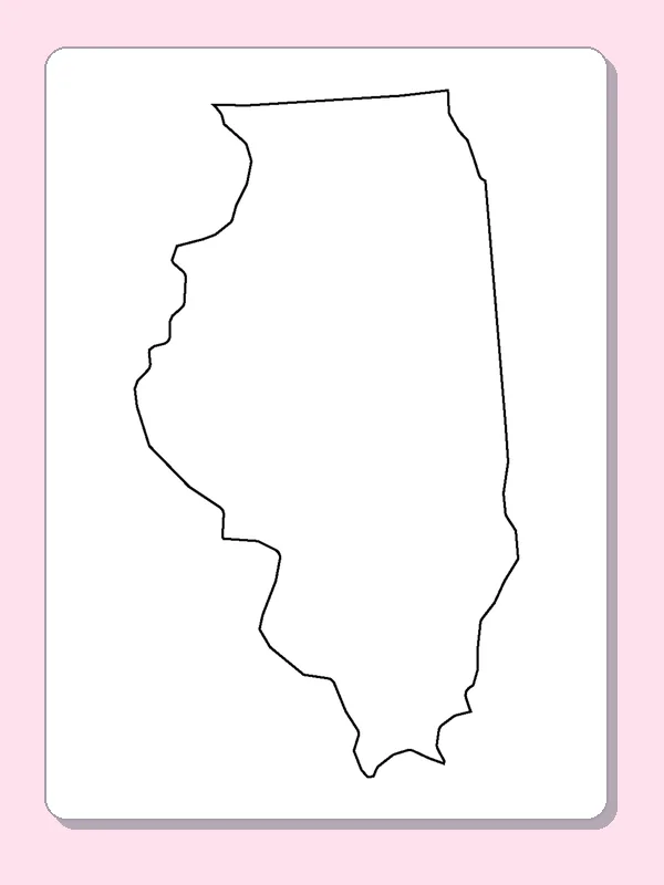 Black-and-white outline of Illinois showing a tall outline with a winding western river edge